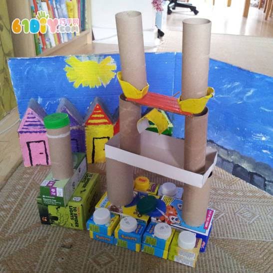 Beautiful Snowy Night Cardboard House Handmade