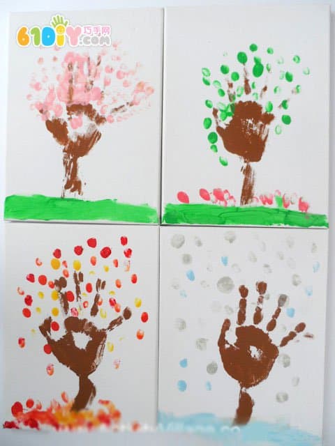 Children's Handprints: Trees of the Four Seasons