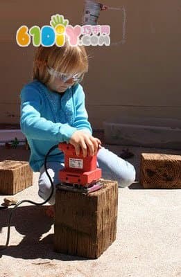 Wood block DIY making colorful stool toys