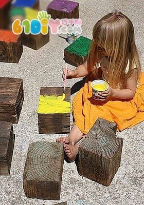 Wood block DIY making colorful stool toys