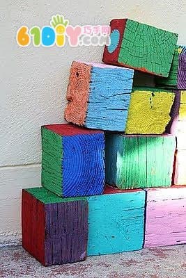 Wood block DIY making colorful stool toys
