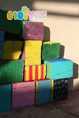 Wood block DIY making colorful stool toys