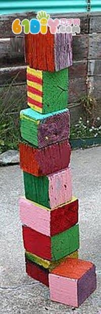 Wood block DIY making colorful stool toys
