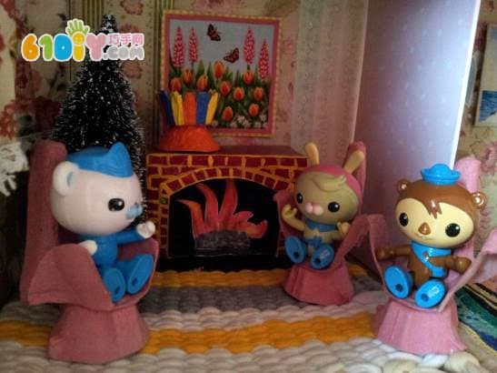 Children's handmade egg box making doll's chair
