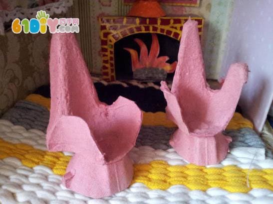 Children's handmade egg box making doll's chair