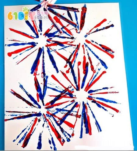 Children's New Year DIY straw painting fireworks