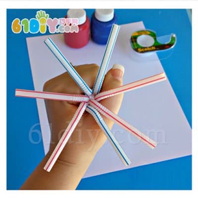 Children's New Year DIY straw painting fireworks