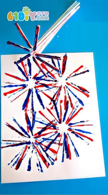 Children's New Year DIY straw painting fireworks