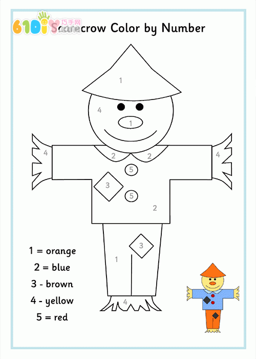 Autumn handmade straw man coloring map