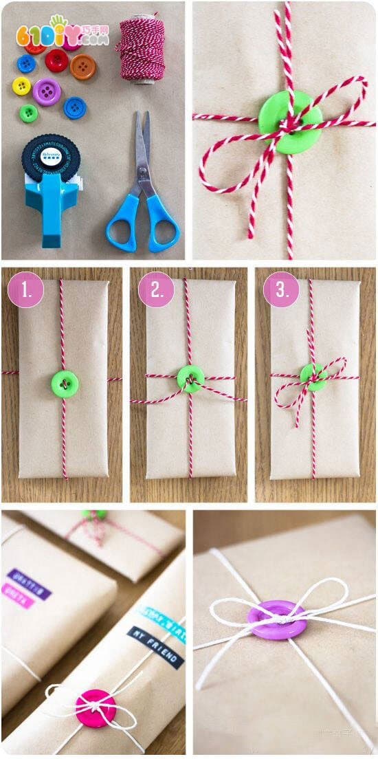 Button Decoration Gift Wrapping Method