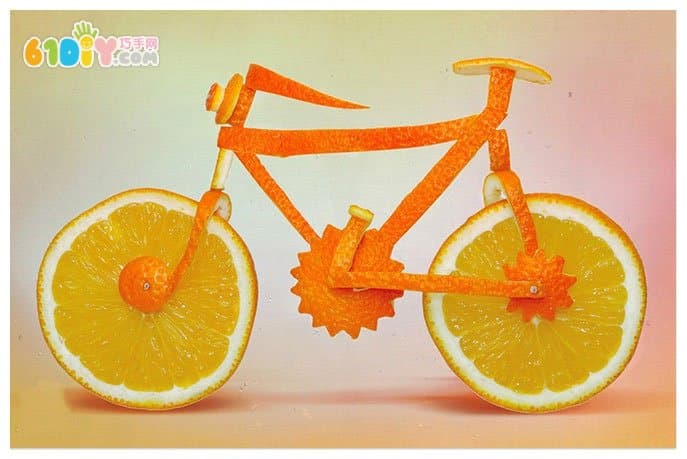 Orange creative handmade DIY bicycle