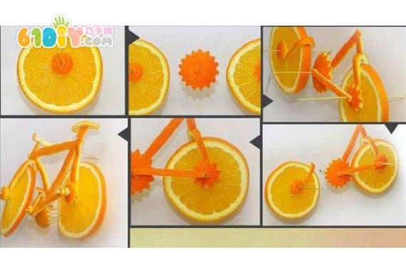 Orange creative handmade DIY bicycle