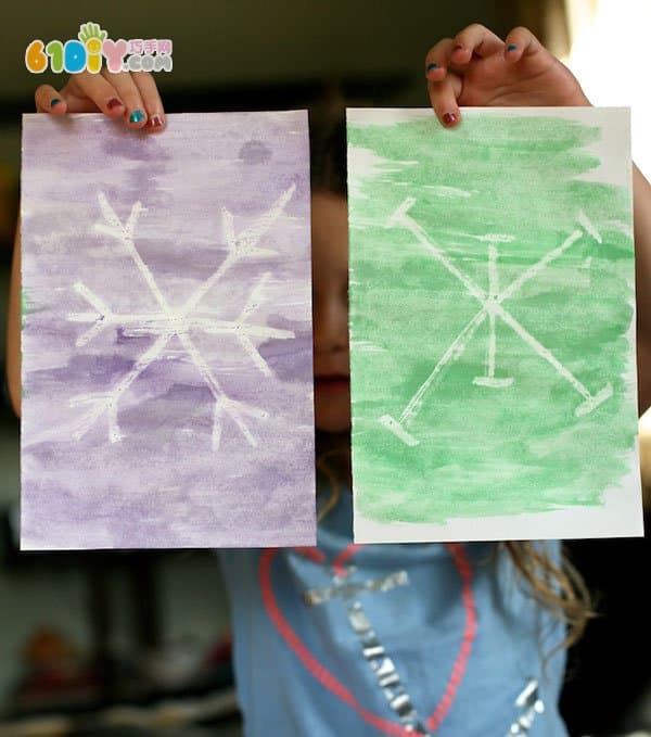 Crayon hand drawn snowflakes