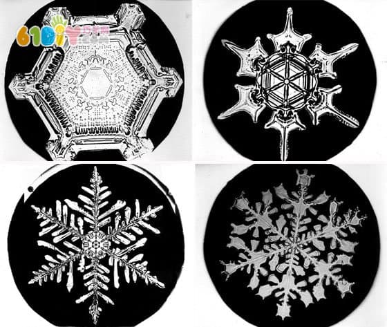 Crayon hand drawn snowflakes