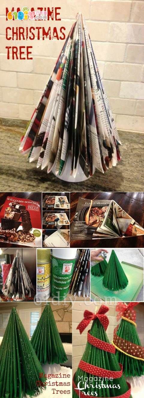 Old magazine waste making christmas tree