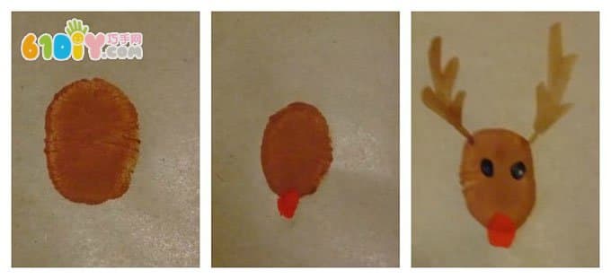 Creative Christmas DIY Fingerprint Reindeer Greeting Card