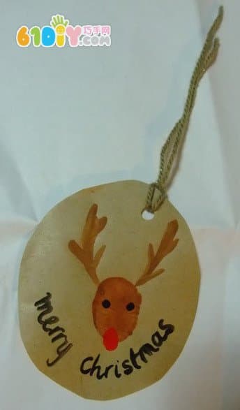 Creative Christmas DIY Fingerprint Reindeer Greeting Card