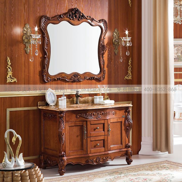 Solid wood bathroom cabinet