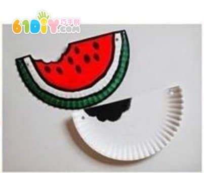 Paper plate handmade watermelon