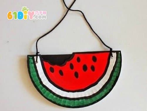 Paper plate handmade watermelon
