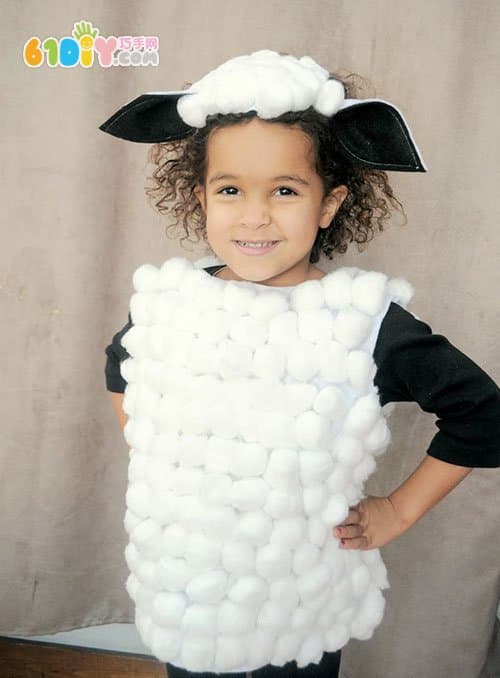 Homemade lamb and cow cartoon costume