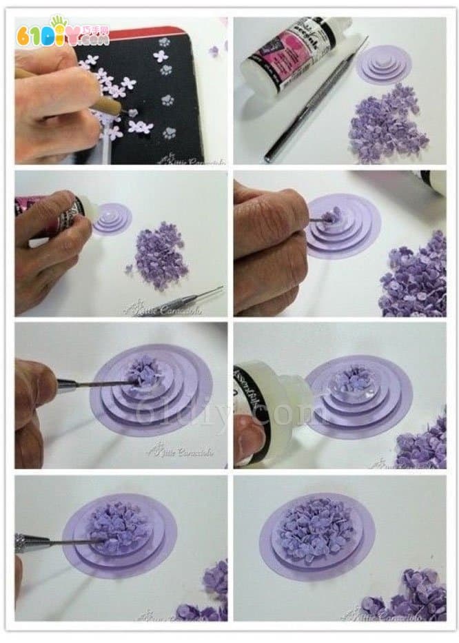 Three-dimensional hydrangea greeting card handmade