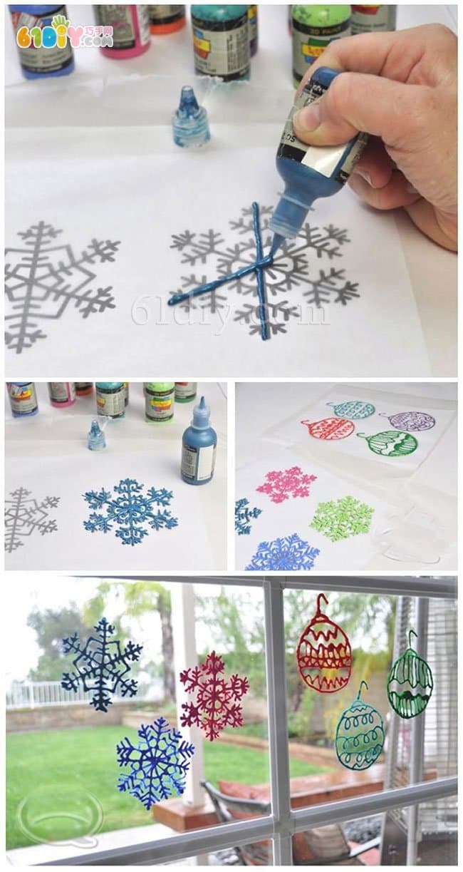 Children's creativity three-dimensional paint DIY color snowflake