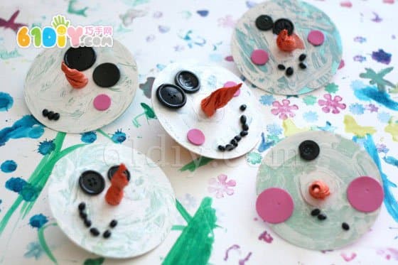 Children's DIY disc handmade snowman