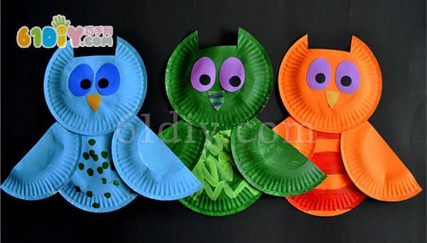Children's handmade cute paper plate owl