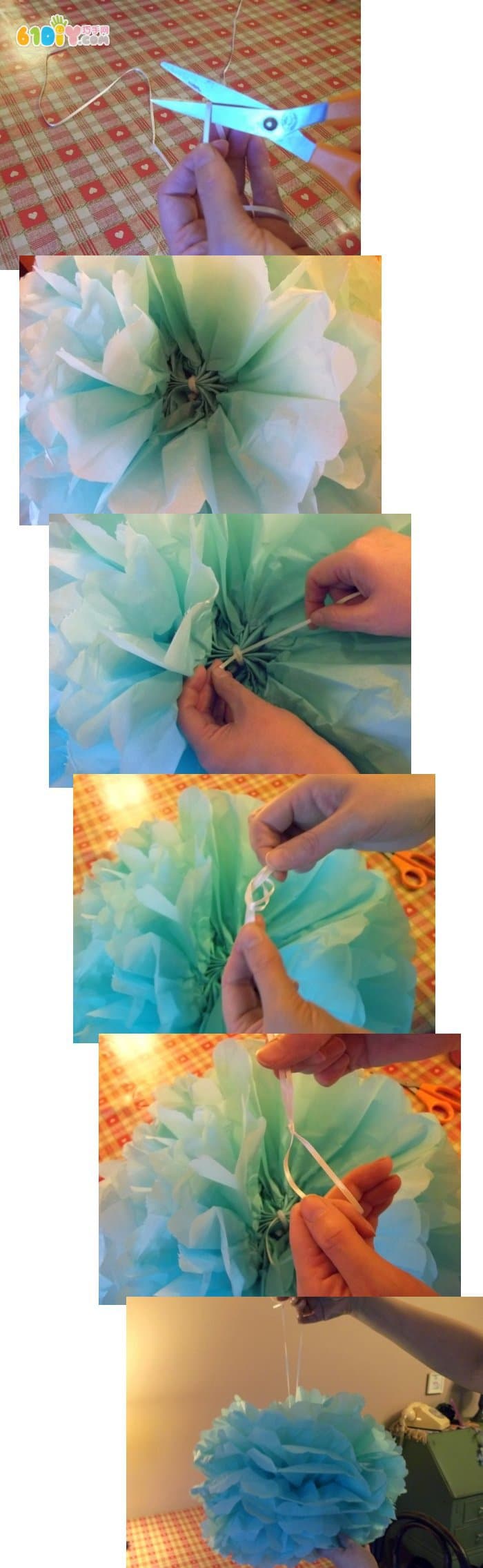 Holiday decoration, paper flower ball making method