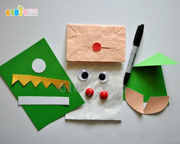 Paper bag becomes a change Elf hand puppet DIY