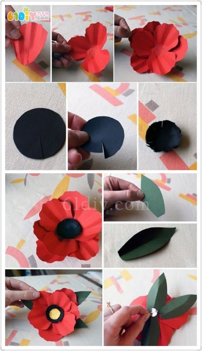 Three-dimensional paper art handmade brooch production