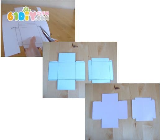 Square gift box making process and template