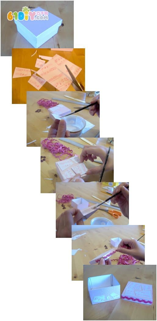 Square gift box making process and template