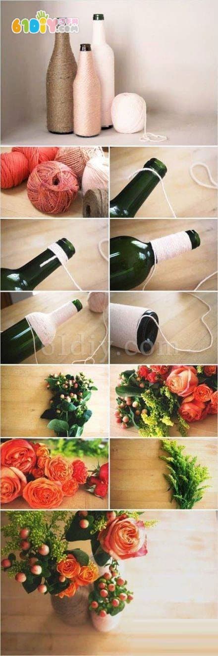 Handmade Wool Vase from Beer Bottle - DIY Craft