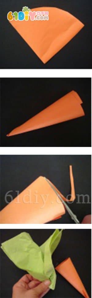 Three-dimensional paper art DIY Easter carrot