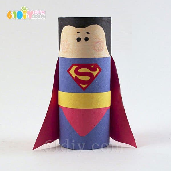 Roll paper tube creative DIY cute version Superman