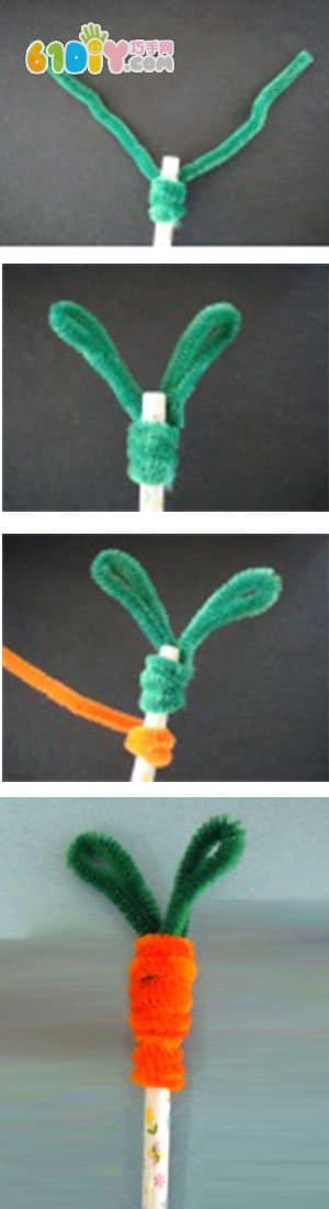 Hairy DIY pen Easter chick, rabbit, carrot