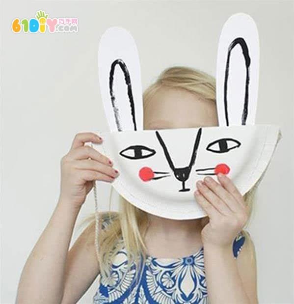 Children's DIY paper tray making rabbit bag