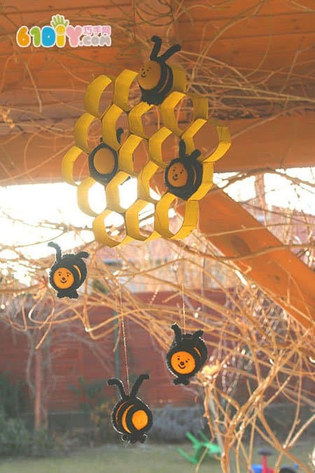 Roll paper tube handmade three-dimensional honey honeycomb ornaments