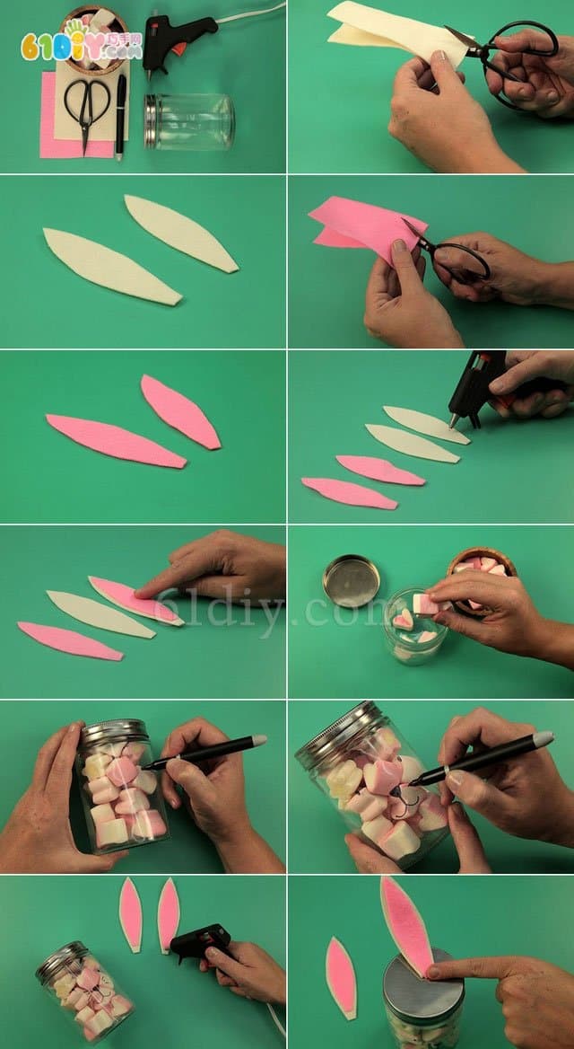 Glass bottle making rabbit candy jar