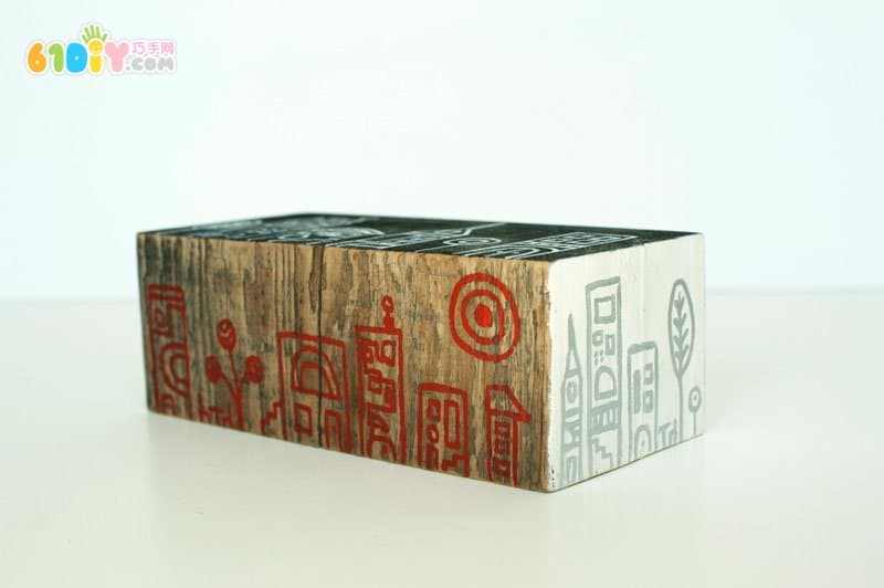 Wood block city doodle