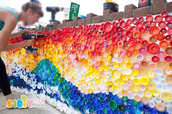 Bottle cap art wall works