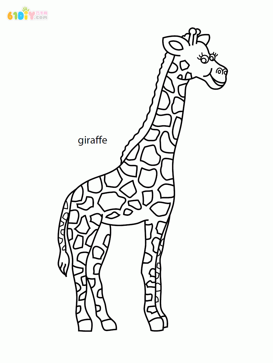 Animal stick figure giraffe coloring chart