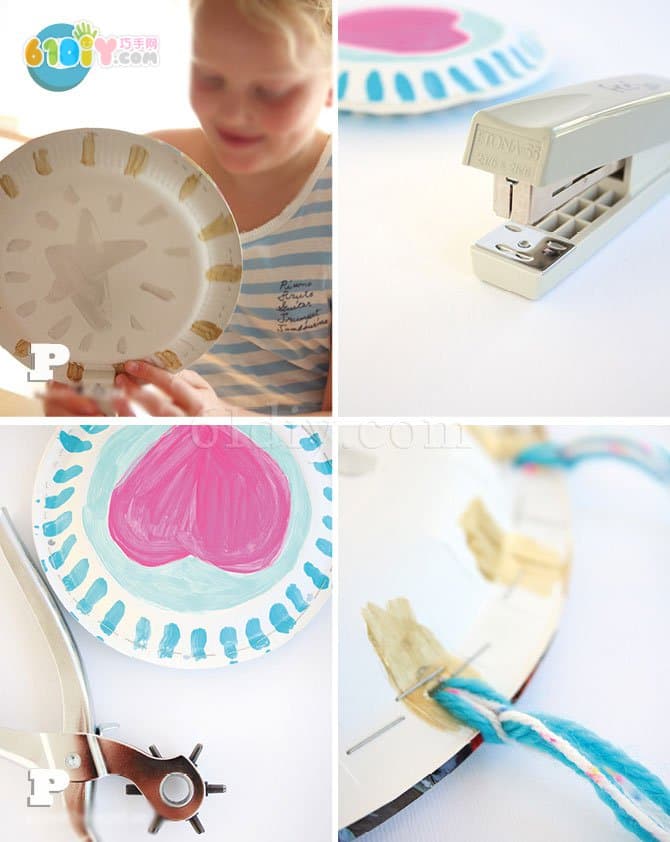 Children's handmade paper tray tambourine