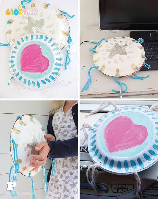 Children's handmade paper tray tambourine