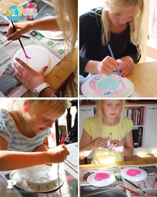 Children's handmade paper tray tambourine