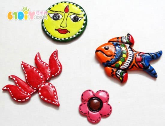 Clay making personalized refrigerator stickers