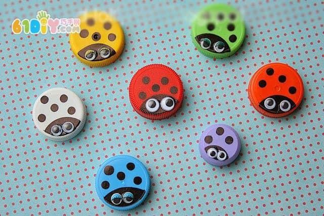 Colorful bottle cap small ladybug DIY