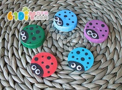 Colorful bottle cap small ladybug DIY